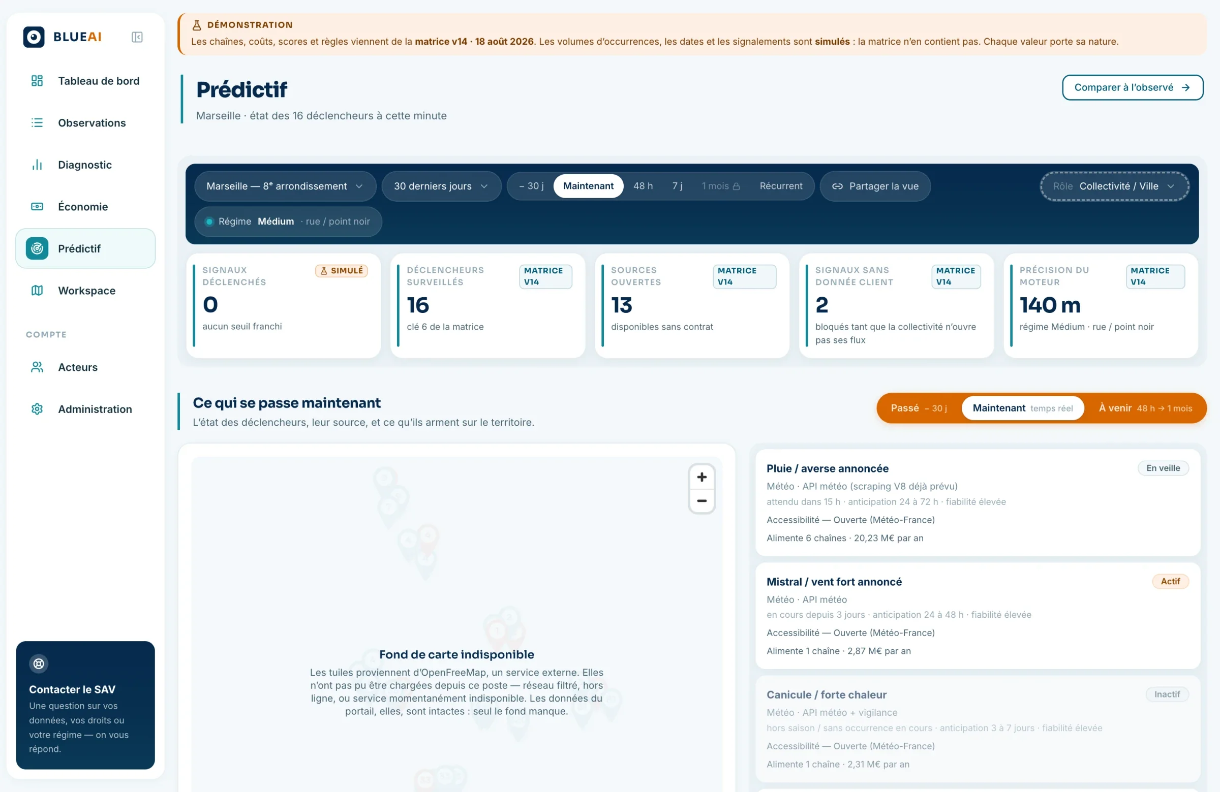 Blue AI Web Portal predictive view