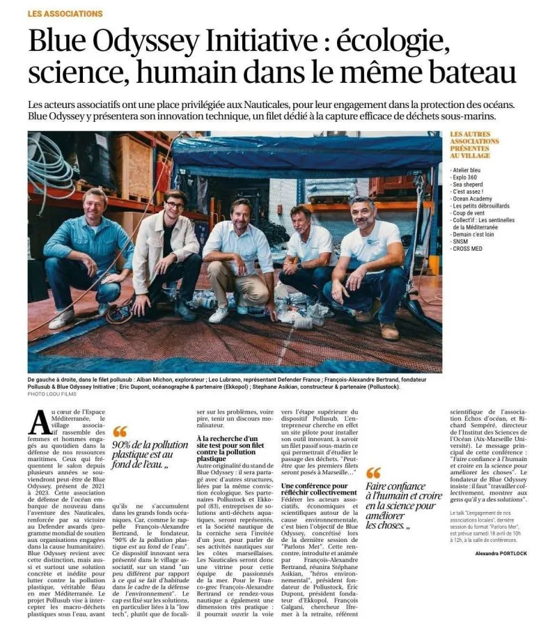 Press article on Blue Odyssey Initiative at Les Nauticales, La Ciotat